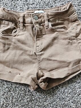 RSQ Women's Tan Denim Roll-Hem Shorts